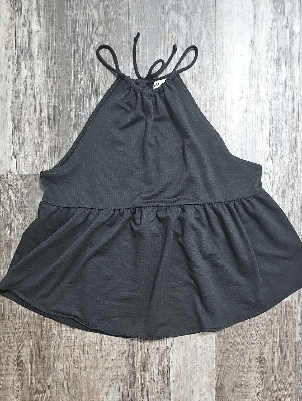 SO Black Halter Ruffle Camisole
